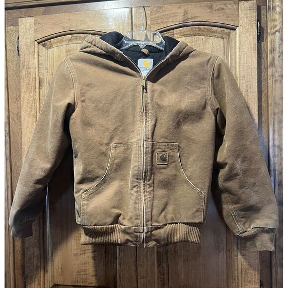 Carhartt Quilt Lined Canvas Jacket Youth Large (10-12) Full Zip
